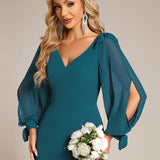 ever IVORY|Robe invitée mariage à manches fendues et dos nu