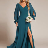 ever IVORY|Robe invitée mariage à manches fendues et dos nu