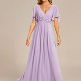 ever IVYROSE|Robe de soirée élégante en mousseline de soie avec manches flottantes