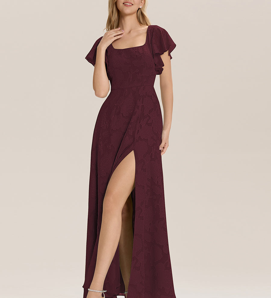 ever ZERENA|Robe en mousseline fleurie à manches volantées