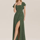 ever ZERENA|Robe en mousseline fleurie à manches volantées