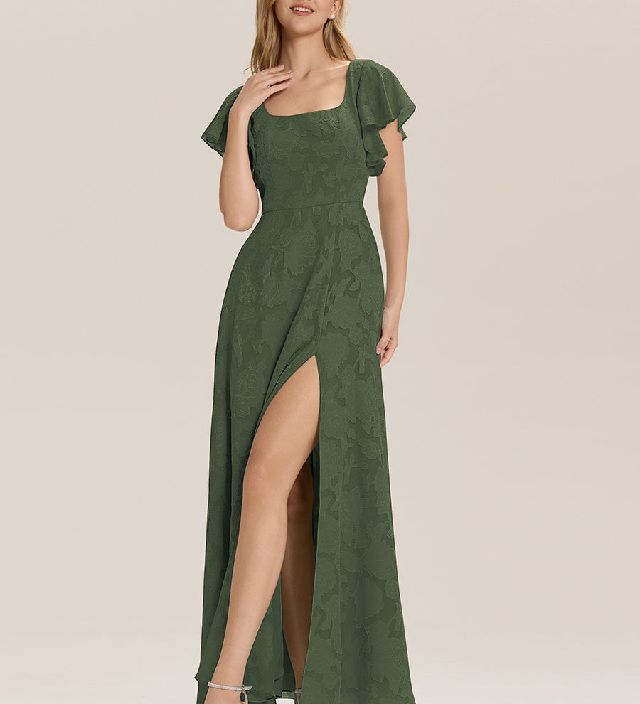 ever ZERENA|Robe en mousseline fleurie à manches volantées