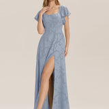 ever ZERENA|Robe en mousseline fleurie à manches volantées