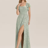 ever ZERENA|Robe en mousseline fleurie à manches volantées