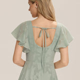 ever ZERENA|Robe en mousseline fleurie à manches volantées
