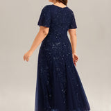 ever ANNIKA|Robe de soirée brodée à paillettes et manches à volants