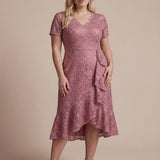 Robe midi sirène à volants en sequins à manches courtes
