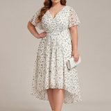 ever FAYE|Robe d'invitée de mariage chic à avec col en V et à manches courtes