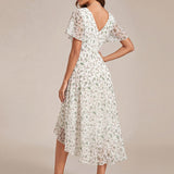 ever FAYE|Robe d'invitée de mariage chic à avec col en V et à manches courtes