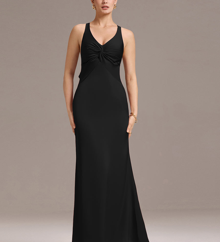ever MINTA|Robe longue en satin avec nœuds croisés dans le dos