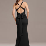 ever MINTA|Robe longue sirène en satin avec nœud croisé dans le dos