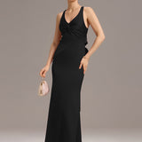 ever MINTA|Robe longue sirène en satin avec nœud croisé dans le dos