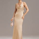 ever MINTA|Robe longue en satin avec nœuds croisés dans le dos