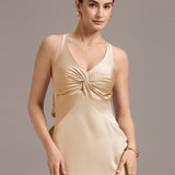 ever MINTA|Robe longue sirène en satin avec nœud croisé dans le dos