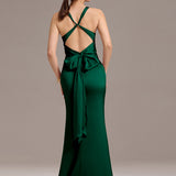 ever MINTA|Robe longue sirène en satin avec nœud croisé dans le dos