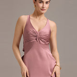 ever MINTA|Robe longue sirène en satin avec nœud croisé dans le dos