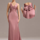 ever MINTA|Robe longue sirène en satin avec nœud croisé dans le dos