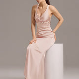 ever MINTA|Robe longue sirène en satin avec nœud croisé dans le dos