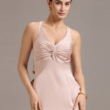 ever MINTA|Robe longue sirène en satin avec nœud croisé dans le dos