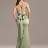 ever MINTA|Robe longue en satin avec nœuds croisés dans le dos