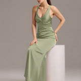 ever MINTA|Robe longue en satin avec nœuds croisés dans le dos