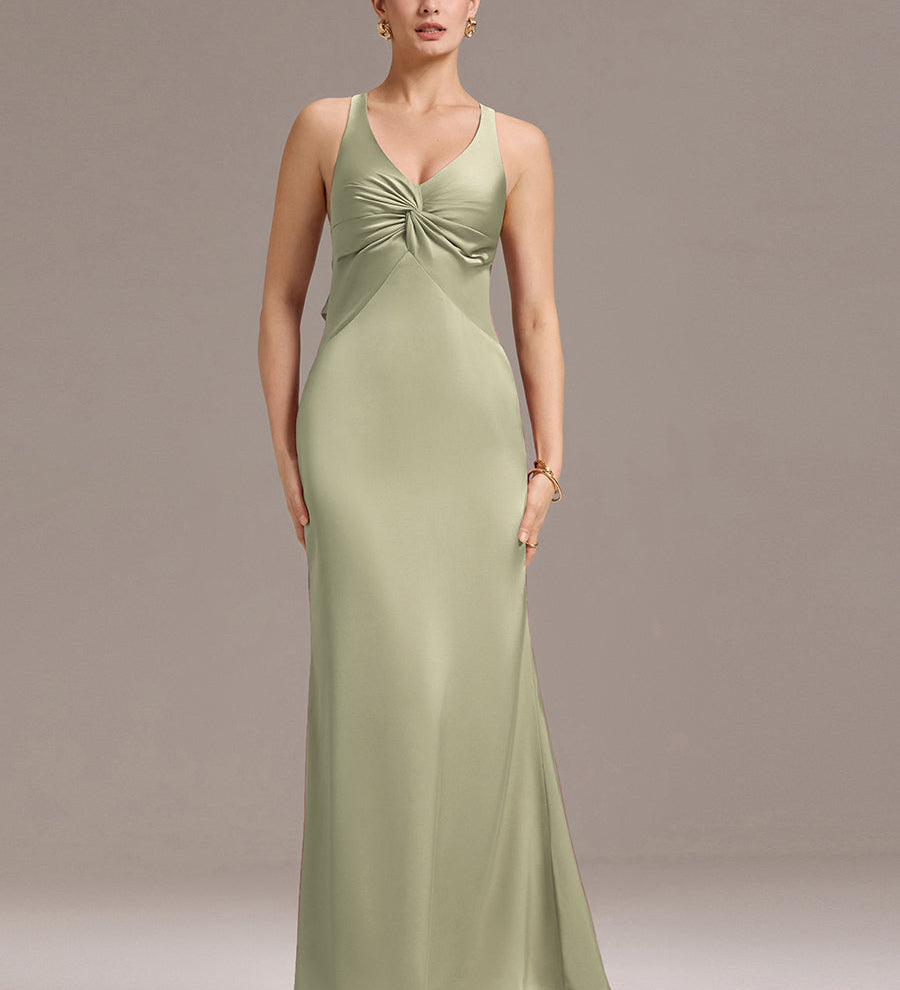 ever MINTA|Robe longue sirène en satin avec nœud croisé dans le dos