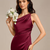 ever REIKO|Robe de demoiselle d'honneur sirène en satin à une épaule et fente haute