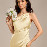 ever REIKO|Robe de demoiselle d'honneur sirène en satin à une épaule et fente haute