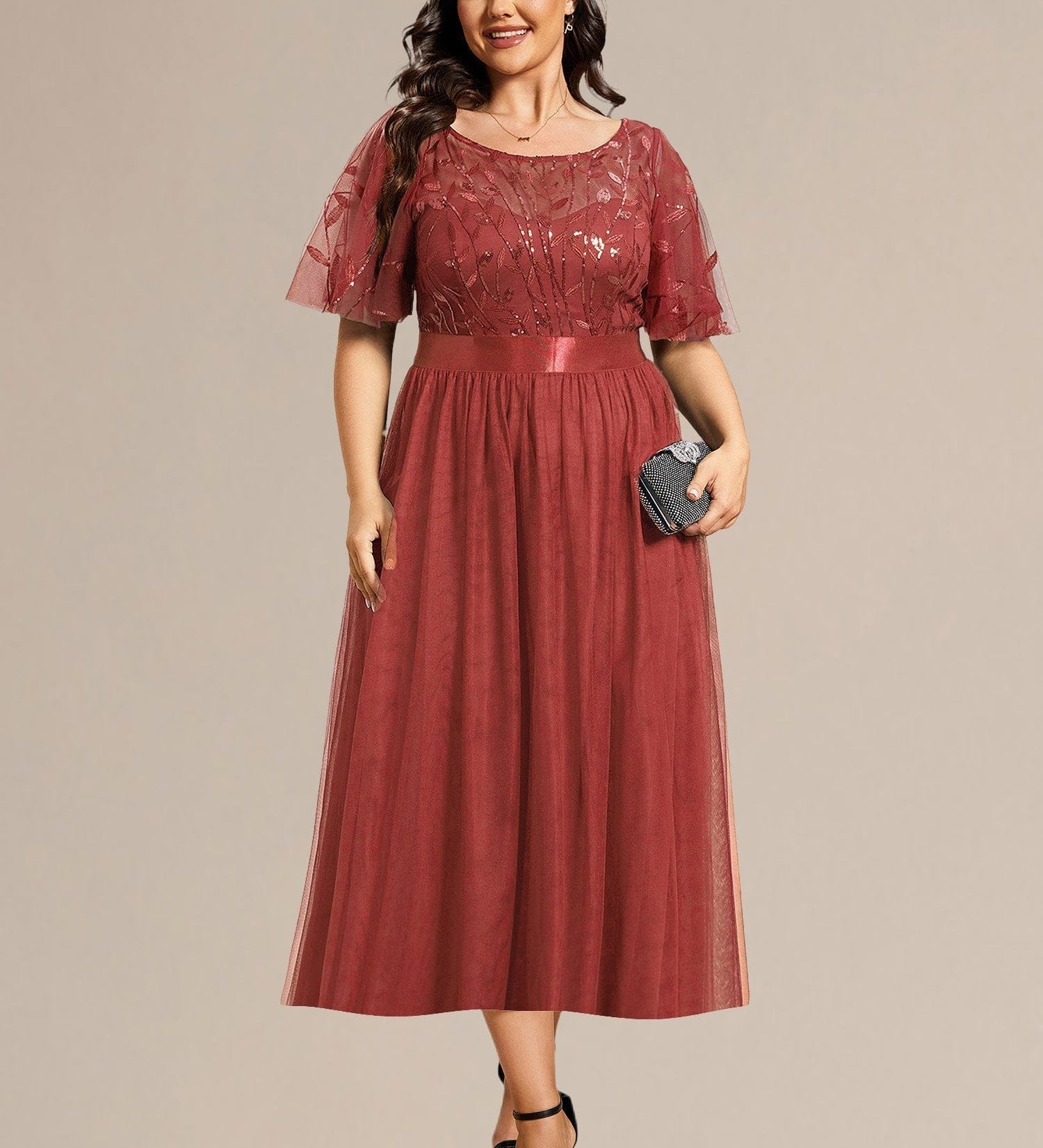 ever TAYLOR|Robe de soirée midi à paillettes