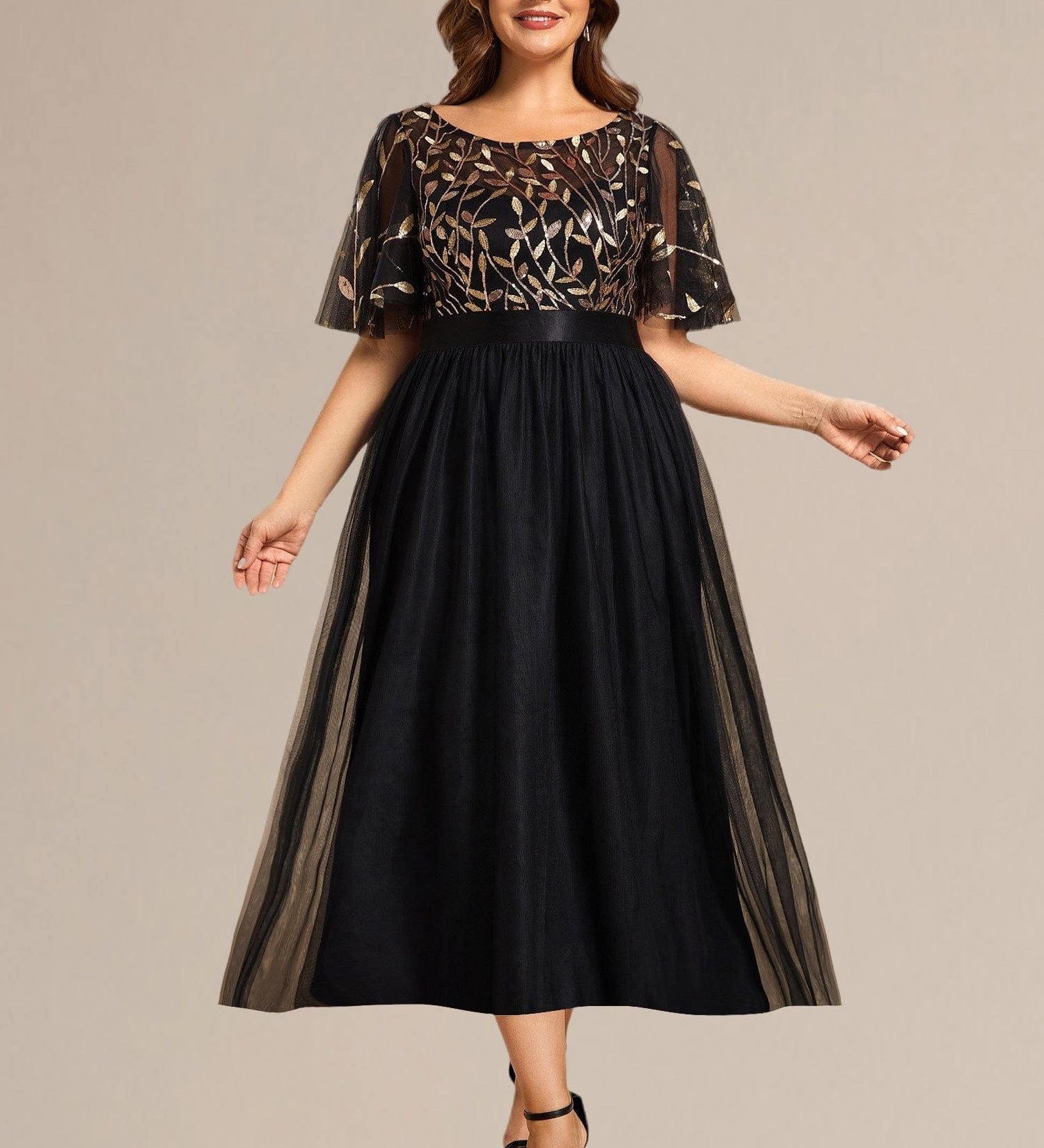 ever TAYLOR|Robe de soirée midi à paillettes
