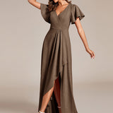 ever MELODÉ|Robe de Soirée élégante à paillettes décolleté en V profond fente sur le devant