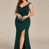 ever NOIRE|Robe de soirée élégante à paillettes et col en V