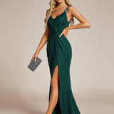 ever NOIRE|Robe de soirée élégante à paillettes et col en V