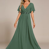 ever IVYROSE|Robe de soirée élégante en mousseline de soie avec manches flottantes