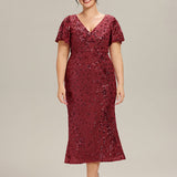 ever PALMER|Robe cérémonie femme mi-longue sirène formelle brodée à paillettes