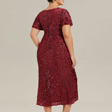 ever PALMER|Robe cérémonie femme mi-longue sirène formelle brodée à paillettes
