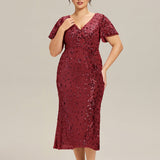 ever PALMER|Robe cérémonie femme mi-longue sirène formelle brodée à paillettes