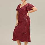 ever PALMER|Robe cérémonie femme mi-longue sirène formelle brodée à paillettes