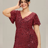 ever PALMER|Robe cérémonie femme mi-longue sirène formelle brodée à paillettes