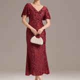 ever PALMER|Robe cérémonie femme mi-longue sirène formelle brodée à paillettes
