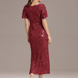 ever PALMER|Robe cérémonie femme mi-longue sirène formelle brodée à paillettes