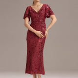 ever PALMER|Robe cérémonie femme mi-longue sirène formelle brodée à paillettes