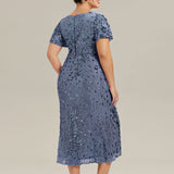 ever PALMER|Robe cérémonie femme mi-longue sirène formelle brodée à paillettes