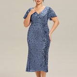 ever PALMER|Robe cérémonie femme mi-longue sirène formelle brodée à paillettes