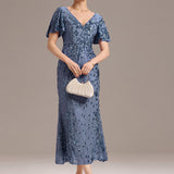ever PALMER|Robe cérémonie femme mi-longue sirène formelle brodée à paillettes