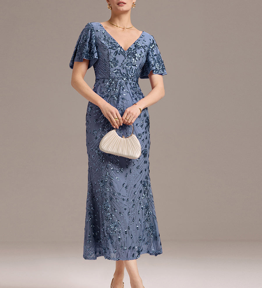 ever PALMER|Robe cérémonie femme mi-longue sirène formelle brodée à paillettes