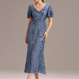 ever PALMER|Robe cérémonie femme mi-longue sirène formelle brodée à paillettes