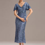 ever PALMER|Robe cérémonie femme mi-longue sirène formelle brodée à paillettes