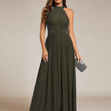 ever EVERLAINE|Robe de soirée formelle scintillante à col licou avec silhouette trapèze