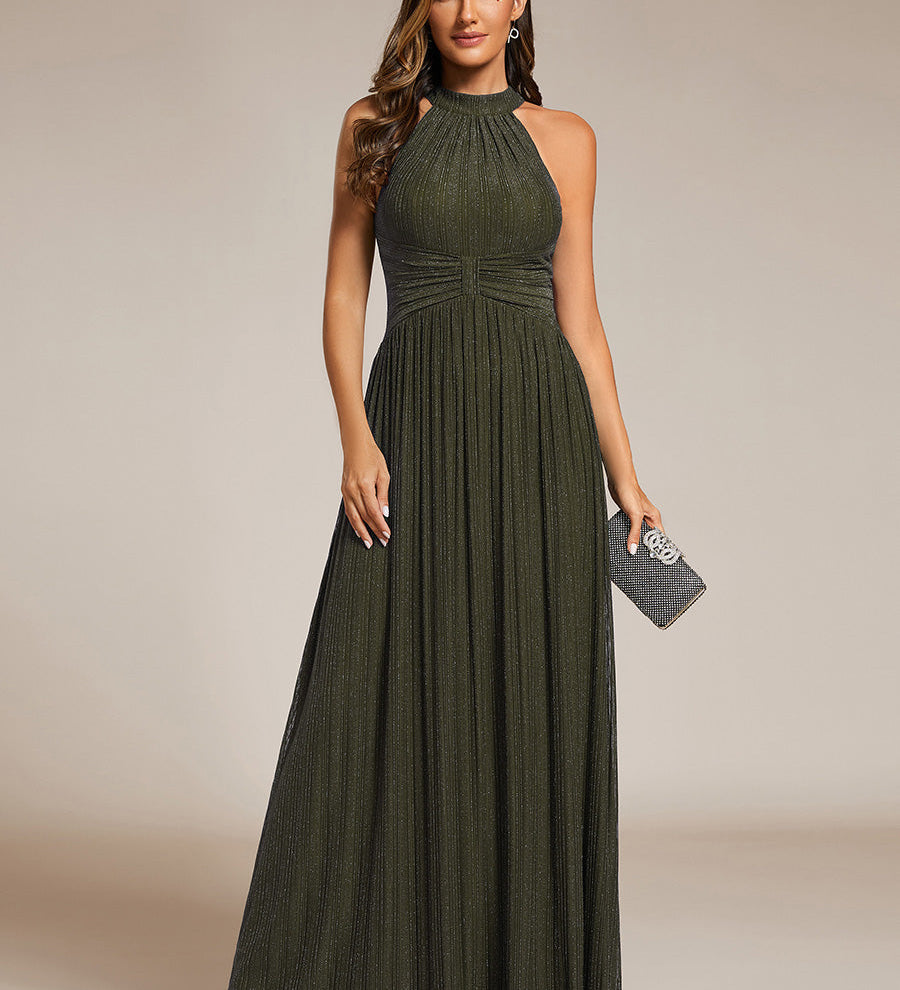 ever EVERLAINE|Robe de soirée formelle scintillante à col licou avec silhouette trapèze